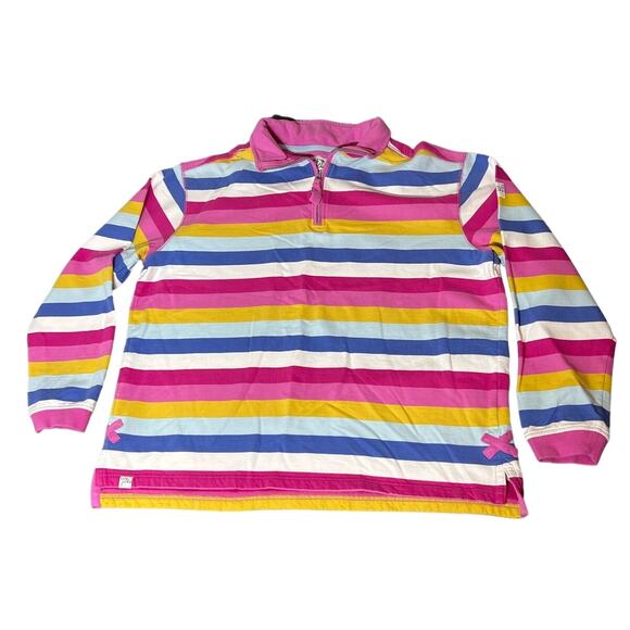 Lazy Jacks Womens Collared Sweatshirt XXL Pullover 1/4 Zip Jersey Knit Colorful - Picture 1 of 9